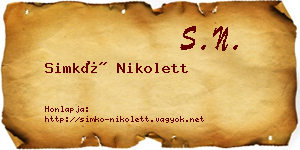 Simkó Nikolett névjegykártya